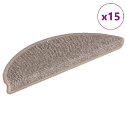 vidaXL Tapis d'escalier autocollants 15 pcs 56x17x3 cm Beige foncé