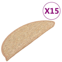 vidaXL Tapis d'escalier autocollants 15 pcs 56x17x3 cm Marron clair