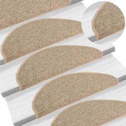 vidaXL Tapis d'escalier auto-adhésifs 15 pcs Beige foncé 65x21x4 cm