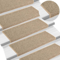 vidaXL Tapis d'escalier auto-adhésifs 15 pcs Beige foncé 65x21x4 cm