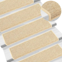 vidaXL Tapis d'escalier autocollants 15 pcs 65x21x4 cm Beige clair