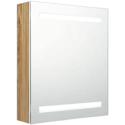 Armoire de salle de bain à miroir à LED blanc et chêne vidaXL