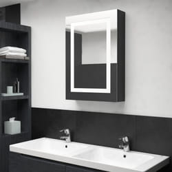 Armoire De Salle De Bain À Miroir Led Noir Brillant 50x13x70 Cm Vidaxl
