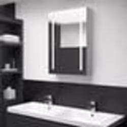 vidaXL Armoire de salle de bain à miroir LED gris béton 50x13x70 cm - TU