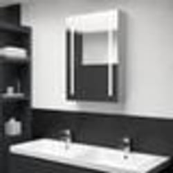 vidaXL Armoire de salle de bain à miroir LED gris béton 50x13x70 cm - TU