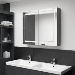 vidaXL Armoire à Miroir de Salle de Bain LED Gris