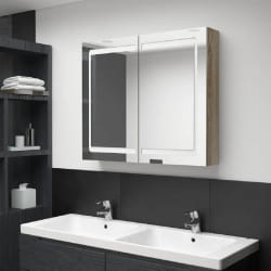 VidaXL Armoire de salle de bain LED - Chêne