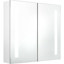 vidaXL Armoire de salle de bain à miroir LED Blanc brillant 62x14x60cm - TU