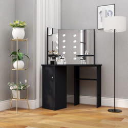 Vidaxl - Coiffeuse d'angle avec led Noir 111x54x141,5 cm