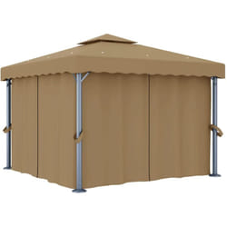 vidaXL Tonnelle avec rideau 3x3 m Taupe Aluminium - TU