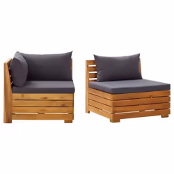 vidaXL Salon de jardin 2 pcs avec coussins Bois d'acacia solide - TU