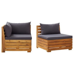 vidaXL Salon de jardin 2 pcs avec coussins Bois d'acacia solide - TU