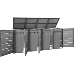 vidaXL Abri pour quatre poubelles 276,5x77,5x112,5 cm Inox - TU