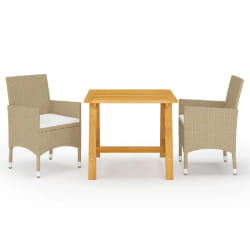 vidaXL Ensemble à manger de jardin 3 pcs Beige - TU