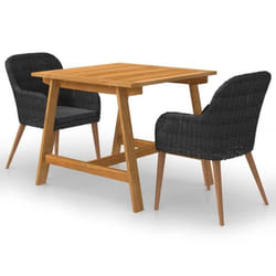 vidaXL Ensemble à manger de jardin 3 pcs Noir - TU