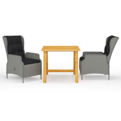 vidaXL Ensemble à manger de jardin 3 pcs Gris clair - TU