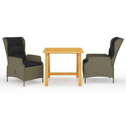 vidaXL Ensemble à manger de jardin 3 pcs Marron - TU