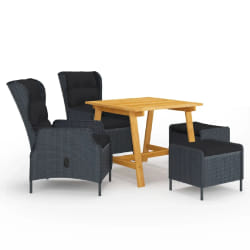vidaXL Ensemble à manger de jardin 5 pcs Gris foncé - TU