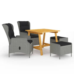 vidaXL Ensemble à manger de jardin 5 pcs Gris clair - TU