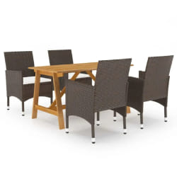vidaXL Ensemble à manger de jardin 5 pcs Marron - TU