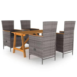 vidaXL Ensemble à manger de jardin 5 pcs Gris - TU