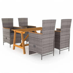 vidaXL Ensemble à manger de jardin 5 pcs Gris - TU