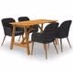 vidaXL Ensemble à manger de jardin 5 pcs Noir - TU