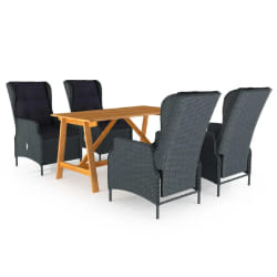 vidaXL Ensemble à manger de jardin 5 pcs Gris foncé - TU
