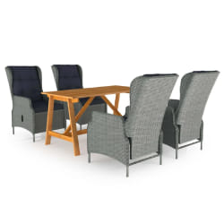 vidaXL Ensemble à manger de jardin 5 pcs Gris clair - TU