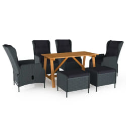 vidaXL Ensemble à manger de jardin 7 pcs Gris foncé - TU