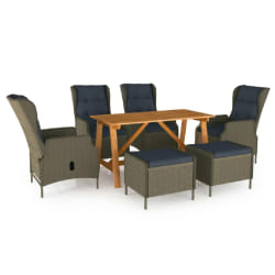 vidaXL Ensemble à manger de jardin 7 pcs Marron - TU