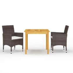 vidaXL Ensemble à manger de jardin 3 pcs Marron - TU