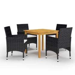 vidaXL Ensemble à manger de jardin 5 pcs Noir - TU