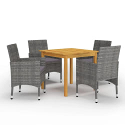 vidaXL Ensemble à manger de jardin 5 pcs Gris - TU