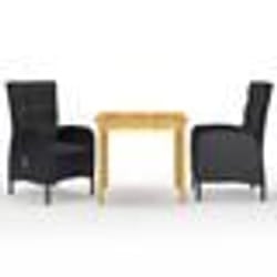 vidaXL Ensemble à manger de jardin 3 pcs Noir