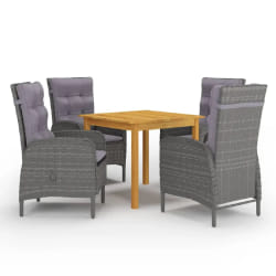 vidaXL Ensemble à manger de jardin 5 pcs Gris