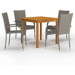 vidaXL Ensemble à manger de jardin 5 pcs Gris - TU