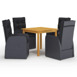 vidaXL Ensemble à manger de jardin 5 pcs Noir - TU