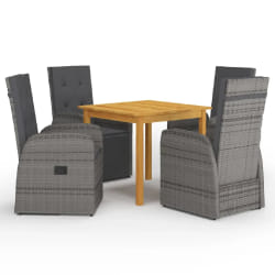 vidaXL Ensemble à manger de jardin 5 pcs Gris - TU