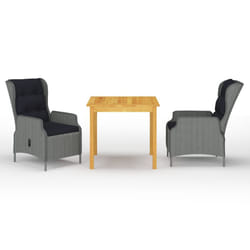 vidaXL Ensemble à manger de jardin 3 pcs Gris clair - TU