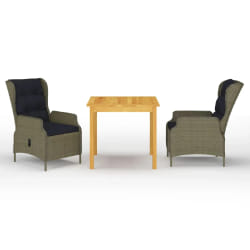 vidaXL Ensemble à manger de jardin 3 pcs Marron - TU