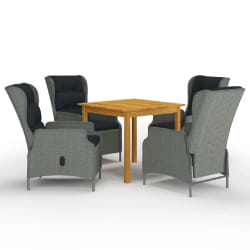 vidaXL Ensemble à manger de jardin 5 pcs Gris clair - TU