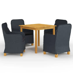 vidaXL Ensemble à manger de jardin 5 pcs Gris foncé - TU