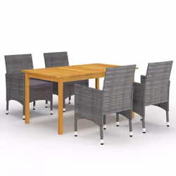 vidaXL Ensemble à manger de jardin 5 pcs Gris - TU
