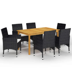 vidaXL Ensemble à manger de jardin 7 pcs Noir - TU