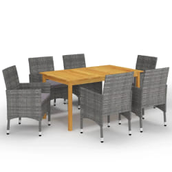 vidaXL Ensemble à manger de jardin 7 pcs Gris - TU