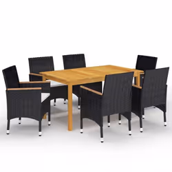vidaXL Ensemble à manger de jardin 7 pcs Noir - TU