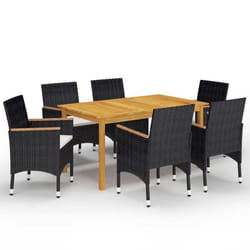 vidaXL Ensemble à manger de jardin 7 pcs Noir - TU