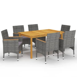 vidaXL Ensemble à manger de jardin 7 pcs Gris - TU