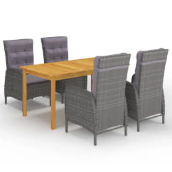 vidaXL Ensemble à manger de jardin 5 pcs Gris